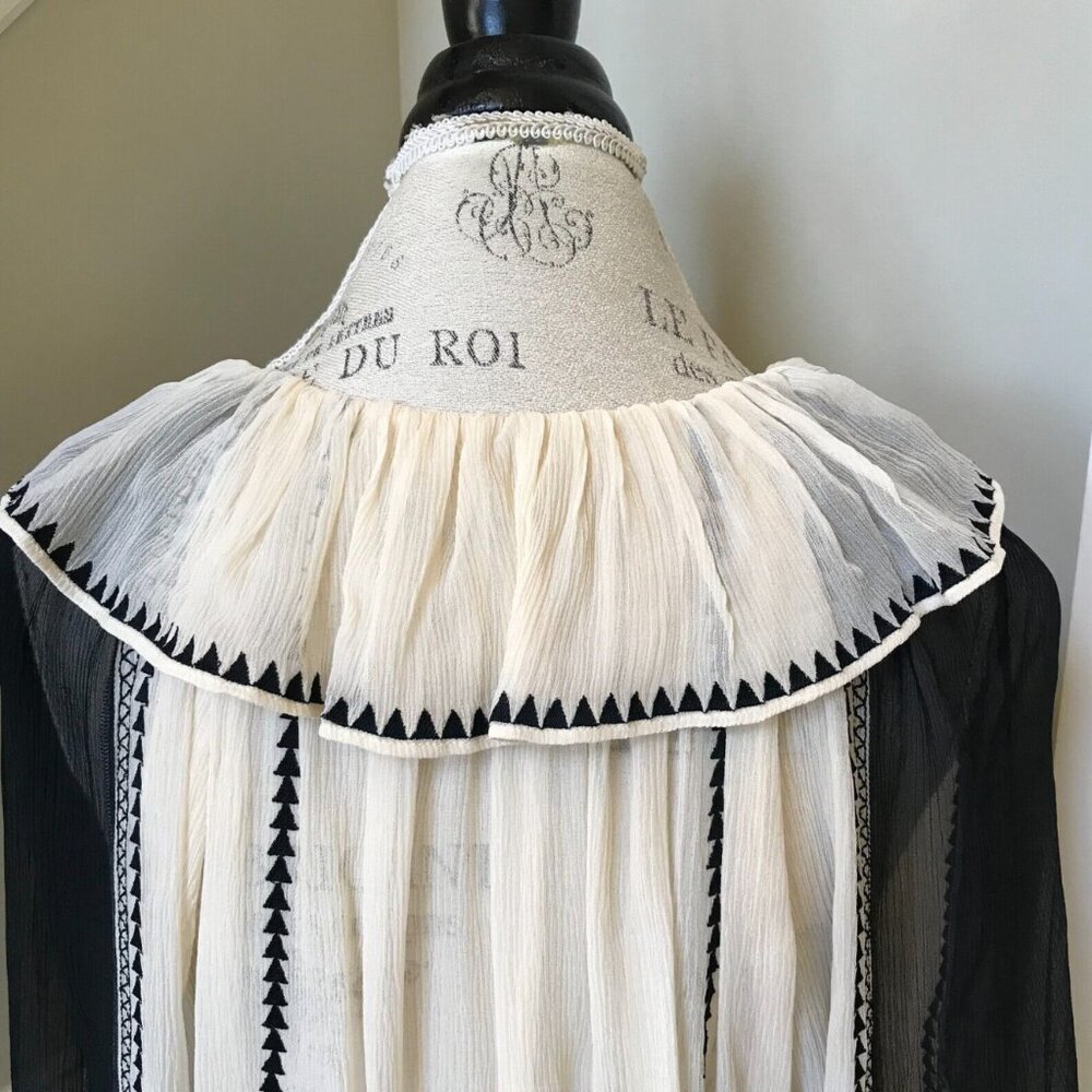 Ulla Johnson Cream and Black Peasant Blouse - Picture 11 of 13